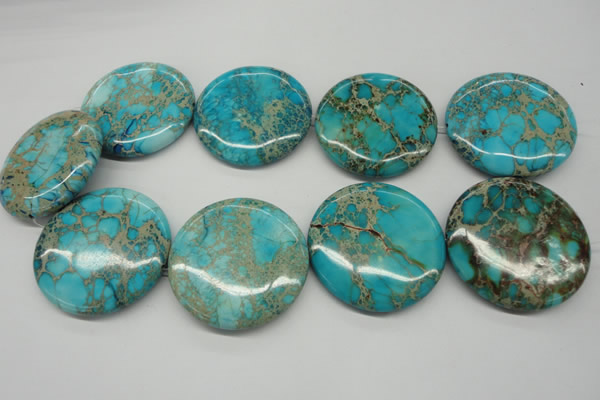 CDI353 15.5 inches 45mm flat round dyed imperial jasper beads