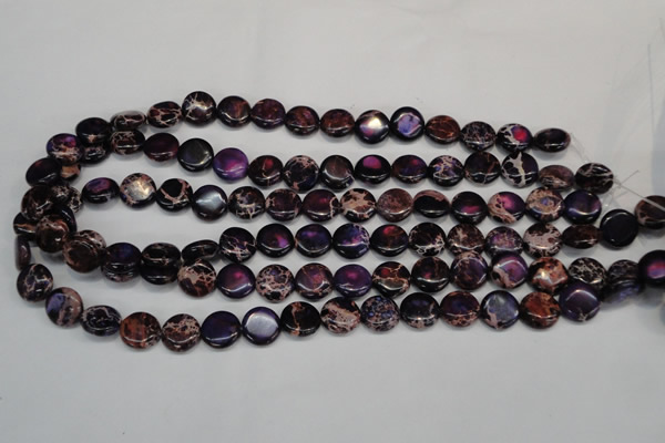 CDI398 15.5 inches 12mm flat round dyed imperial jasper beads