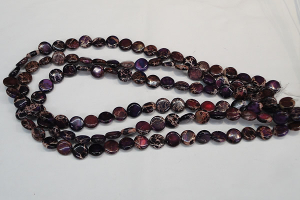 CDI405 15.5 inches 10mm flat round dyed imperial jasper beads