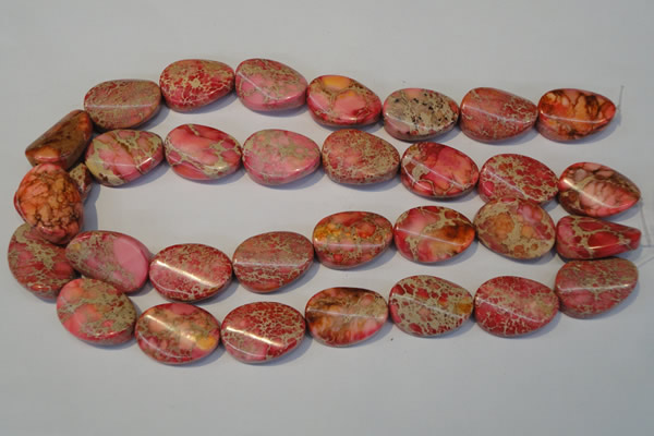 CDI575 15.5 inches 18*25mm twisted oval dyed imperial jasper beads