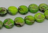 CDI91 16 inches 12mm flat round dyed imperial jasper beads wholesale