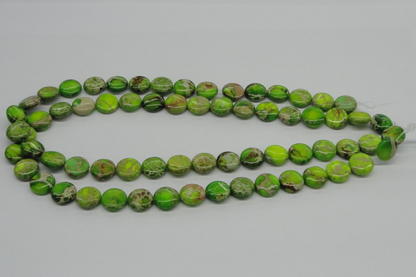 CDI91 16 inches 12mm flat round dyed imperial jasper beads wholesale