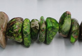 CDI989 15.5 inches 6*18mm - 10*22mm dyed imperial jasper chips beads