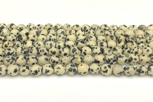 CDM100 15 inches 6mm faceted round dalmatian jasper beads