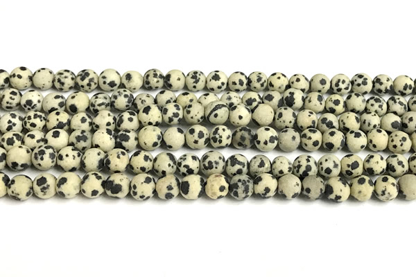 CDM105 15 inches 4mm round matte dalmatian jasper beads