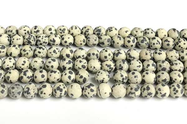 CDM107 15 inches 8mm round matte dalmatian jasper beads