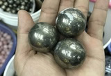 CDN10 30mm round pyrite gemstone decorations wholesale