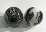 CDN1276 40mm round black & white jasper decorations wholesale