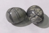 CDN1401 35*45mm egg-shaped net jasper decorations wholesale