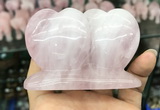 CDN594 50*75mm double heart rose quartz decorations wholesale