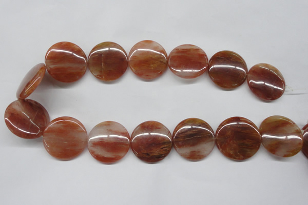 CDQ26 15.5 inches 30mm flat round natural red quartz beads