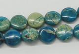 CDS11 16 inches 12mm flat round dyed serpentine jasper beads wholesale