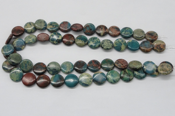 CDS12 16 inches 16mm flat round dyed serpentine jasper beads wholesale