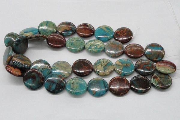 CDS15 16 inches 25mm flat round dyed serpentine jasper beads wholesale