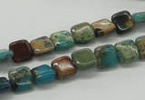 CDS19 16 inches 8*8mm square dyed serpentine jasper beads wholesale