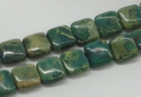 CDS20 16 inches 10*10mm square dyed serpentine jasper beads wholesale