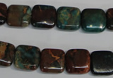 CDS262 15.5 inches 12*12mm square dyed serpentine jasper beads