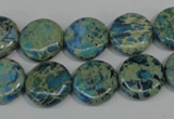 CDS272 15.5 inches 14mm flat round dyed serpentine jasper beads