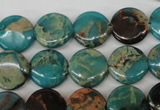 CDS32 15.5 inches 14mm flat round dyed serpentine jasper beads