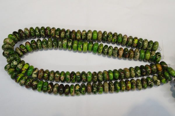 CDT136 15.5 inches 6*14mm rondelle dyed aqua terra jasper beads