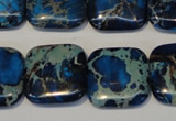 CDT241 15.5 inches 20*20mm square dyed aqua terra jasper beads