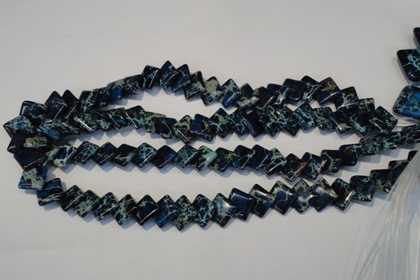 CDT255 15.5 inches 12*12mm diamond dyed aqua terra jasper beads