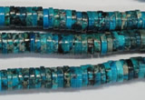 CDT276 15.5 inches 2*8mm heishi dyed aqua terra jasper beads