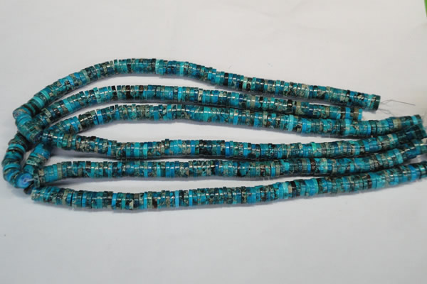 CDT276 15.5 inches 2*8mm heishi dyed aqua terra jasper beads