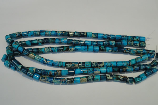 CDT280 15.5 inches 8*8mm tube dyed aqua terra jasper beads