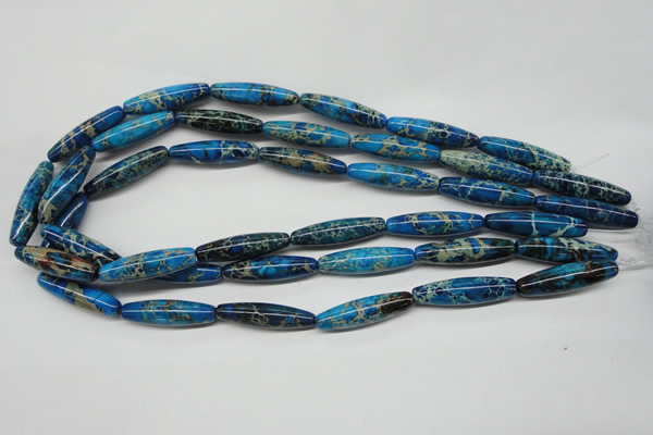 CDT291 15.5 inches 8*30mm rice dyed aqua terra jasper beads