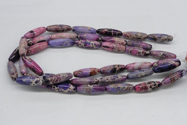 CDT33 15.5 inches 10*30mm rice dyed aqua terra jasper beads