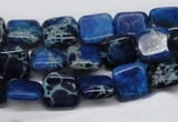 CDT54 15.5 inches 10*10mm square dyed aqua terra jasper beads