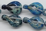 CDT66 15.5 inches 20*30mm petal shaped dyed aqua terra jasper beads