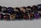 CDT705 15.5 inches 6*8mm nuggets dyed aqua terra jasper beads