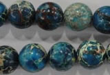 CDT807 15.5 inches 15mm round dyed aqua terra jasper beads wholesale