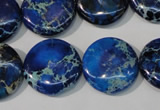 CDT908 15.5 inches 20mm flat round dyed aqua terra jasper beads