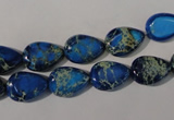 CDT915 15.5 inches 9*13mm flat teardrop dyed aqua terra jasper beads