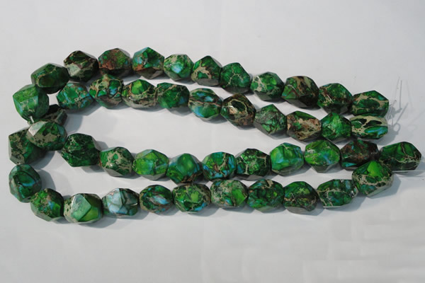 CDT964 15.5 inches 14*17mm faceted nuggets dyed aqua terra jasper beads