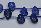 CDU219 Top drilled 8*12mm faceted flat teardrop blue dumortierite beads