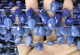 CDU223 Top drilled 10*14mm faceted briolette dumortierite beads