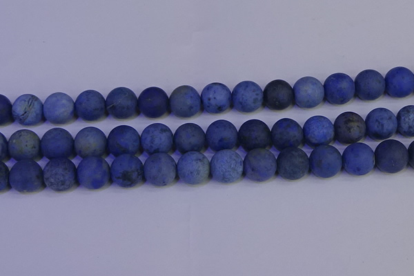 CDU305 15.5 inches 14mm round matte blue dumortierite beads