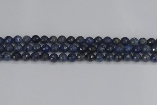 CDU317 15.5 inches 8mm faceted round blue dumortierite beads