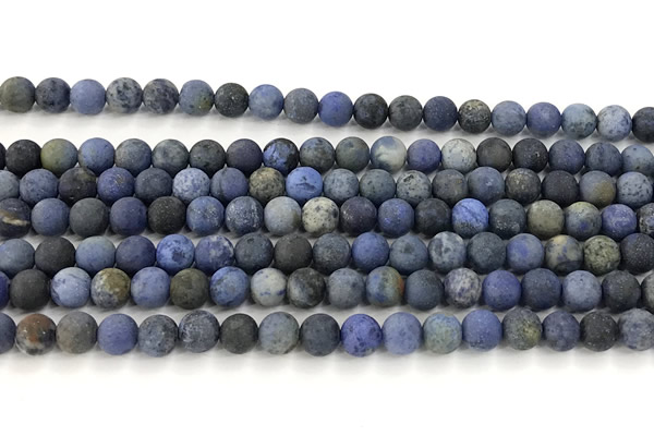 CDU391 15 inches 6mm round matte dumortierite beads