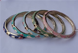 CEB03 5pcs 7mm width gold plated alloy with enamel bangles wholesale