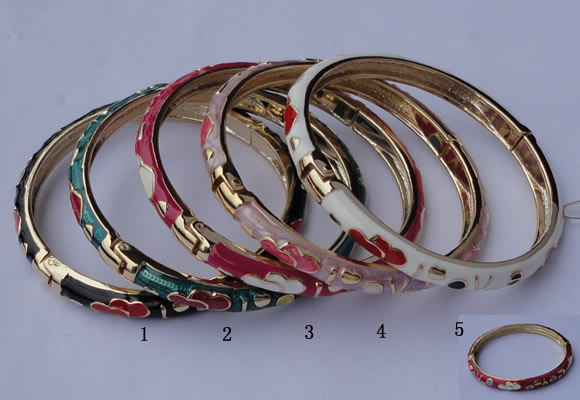 CEB04 5pcs 6mm width gold plated alloy with enamel bangles wholesale