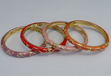 CEB101 6mm width gold plated alloy with enamel bangles wholesale