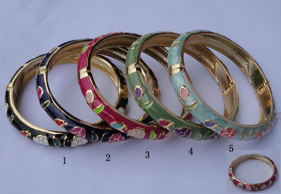 CEB12 5pcs 10mm width gold plated alloy with enamel bangles wholesale