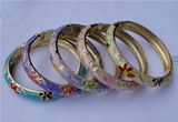 CEB14 5pcs 10mm width gold plated alloy with enamel bangles wholesale