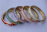 CEB15 5pcs 10mm width gold plated alloy with rhinestone & enamel bangles