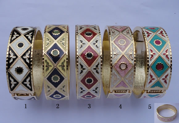 CEB18 5pcs 19mm width gold plated alloy with enamel bangles wholesale